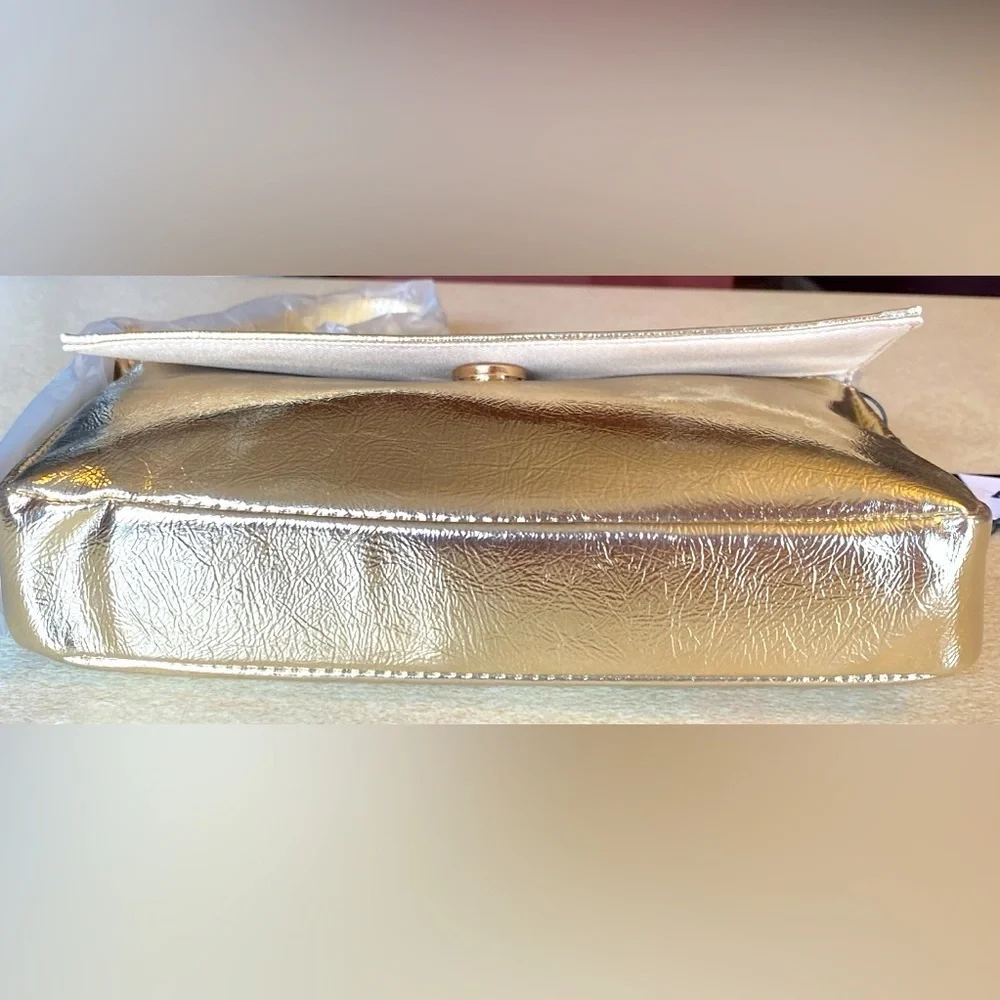NICOLE MILLER Gold Metallic Shoulder Bag, NWT